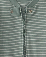 Baby Organic Cotton Ribbed Sleep & Play Pajamas in Stripes