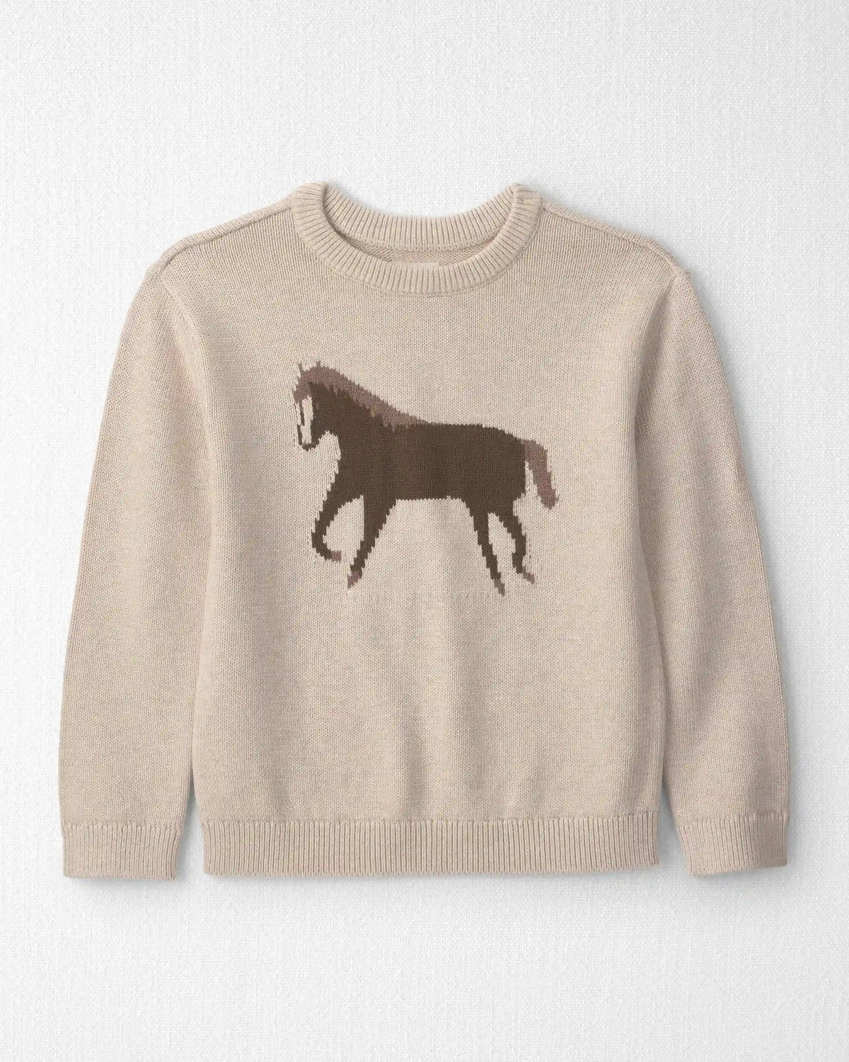 Kids Organic Cotton Horse Sweater Knit Pullover