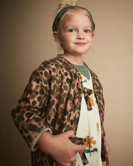 Toddler Girl Bow Jacket in Leopard - Brown