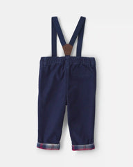 Baby Boy Corduroy Suspender Pants - Blue