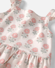 Toddler Girl Organic Cotton Tiered Dress in Rosebud Petal Print