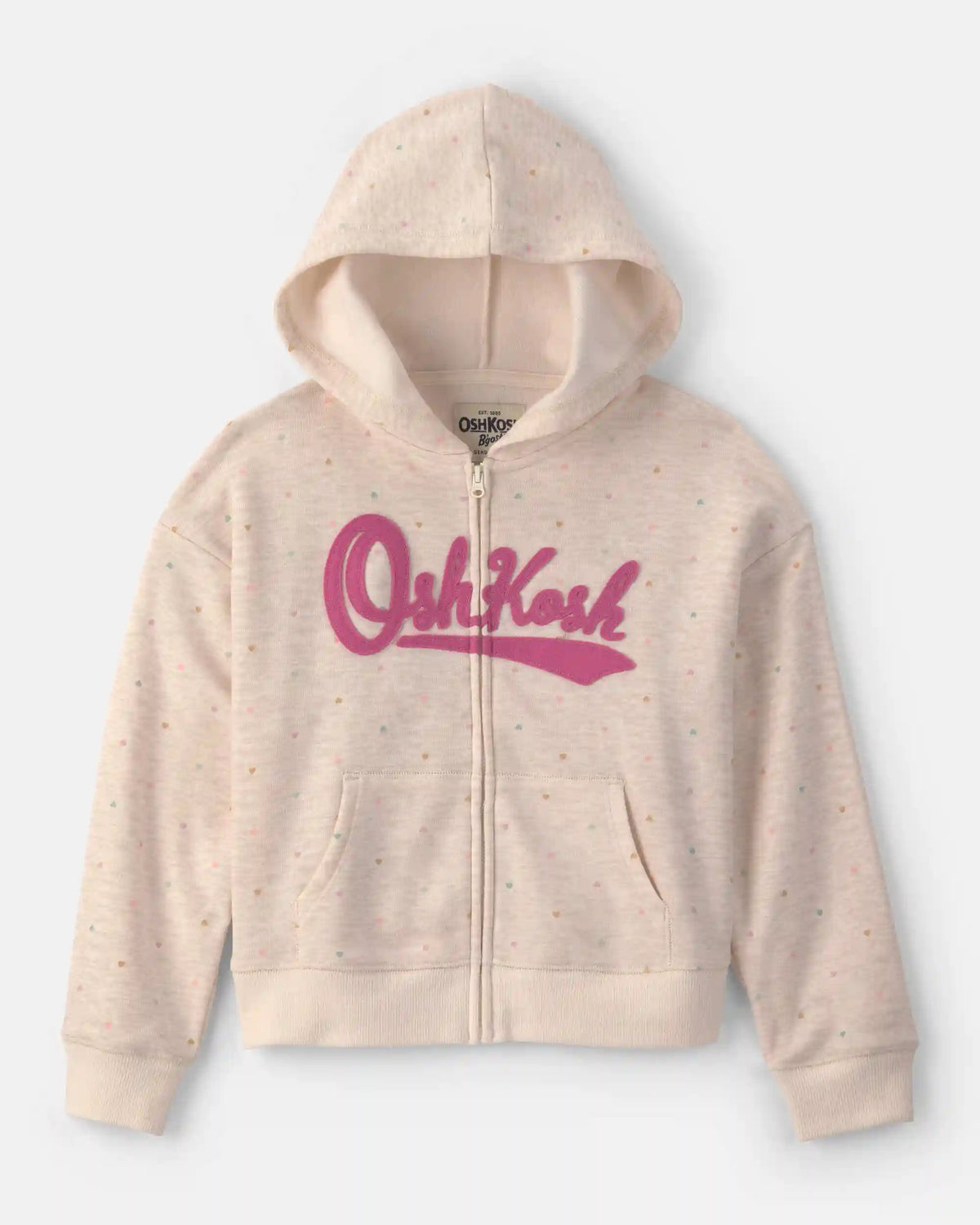 Girls Heart OshKosh Logo Fleece Zip-Up Hoodie - Cream