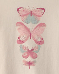Girls Butterfly Long-Sleeve Graphic Tee - Cream