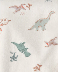 Baby Boy Dinosaur Plush Blanket - Green/Ivory