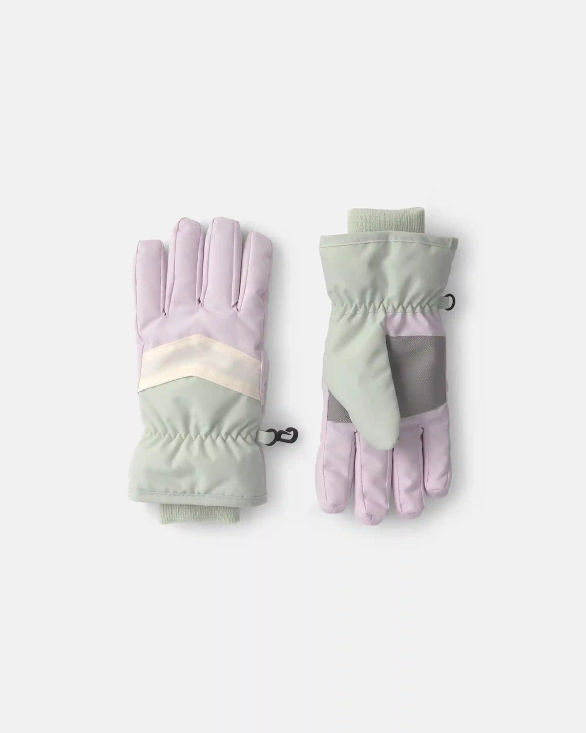 Girls Color Block Ski Gloves - Green/White/Purple