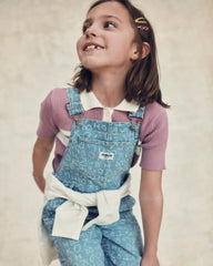 Girls Alphabet Denim Overalls - Light Wash