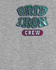 Boys 'Grid Iron Crew' Graphic Tee - Grey