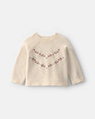 Baby Girl Embroidered Sweater - Ivory