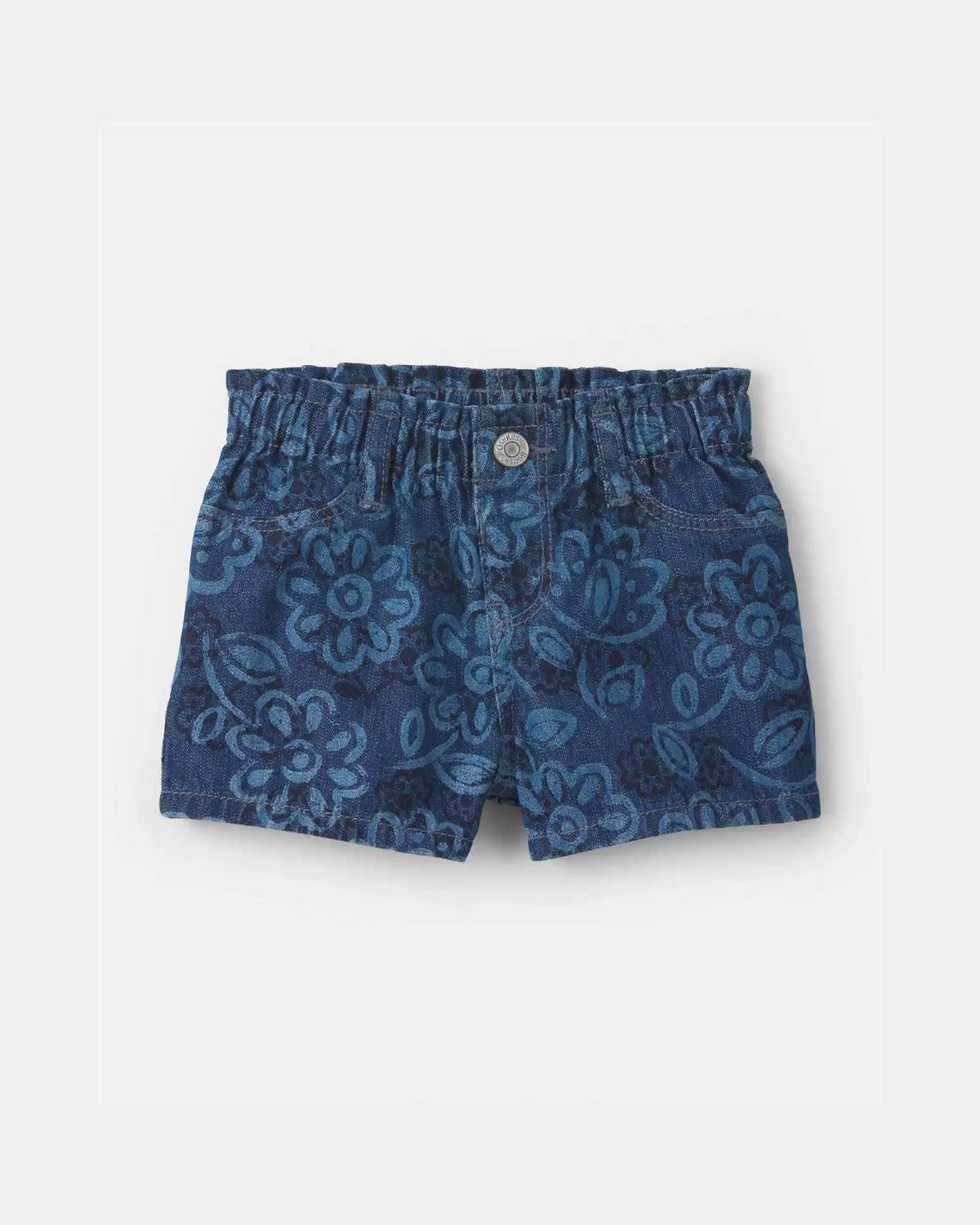 Baby Girl Floral Denim Shorts - Dark Wash