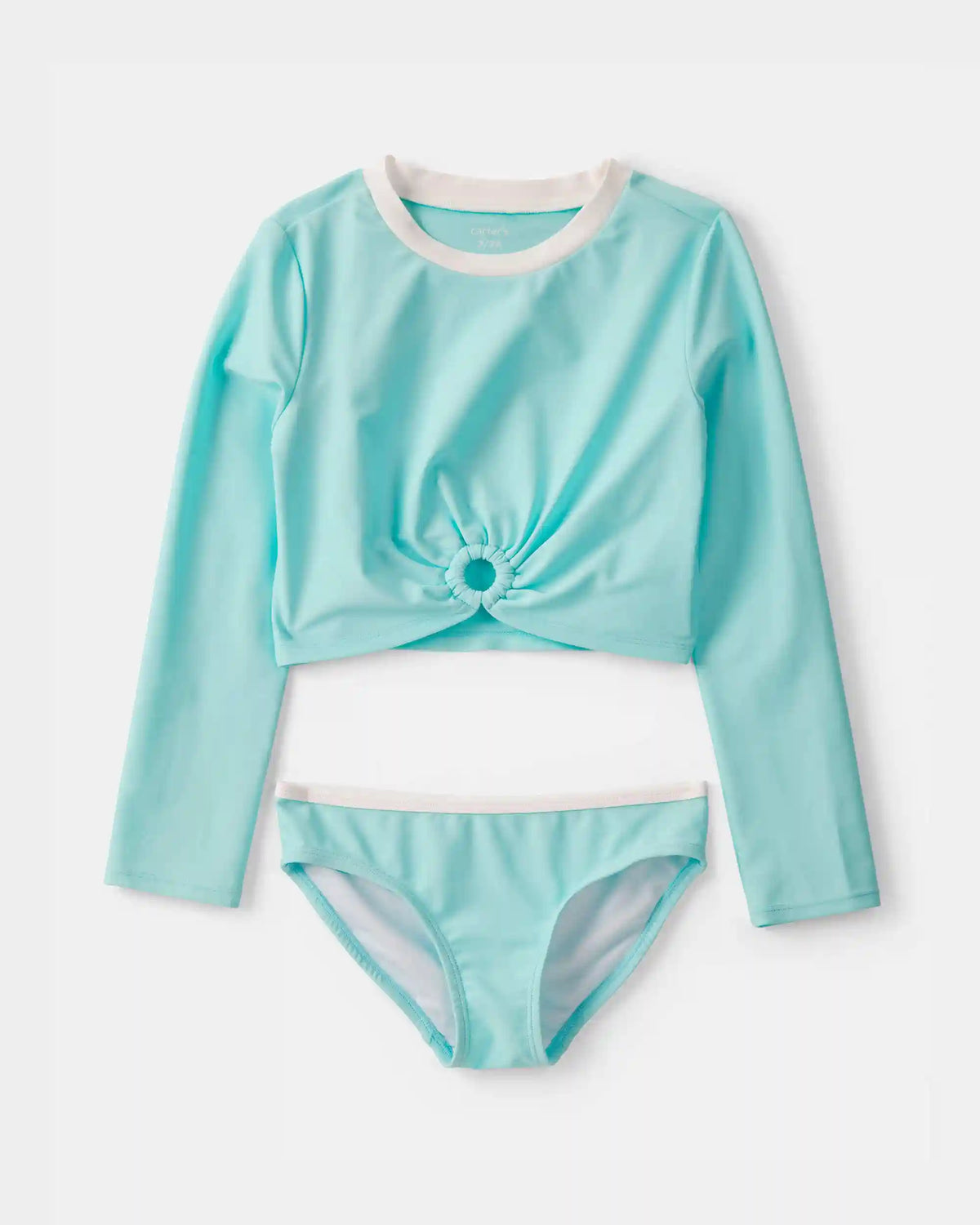 Girls 2-Piece Long-Sleeve Rashguard Swimsuit Set - Turquoise