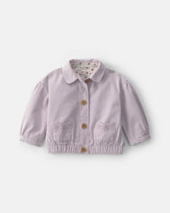 Baby Girl Twill Bomber Jacket - Purple