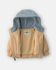 Baby Boy Hooded Midweight Quilted Jacket - Brown