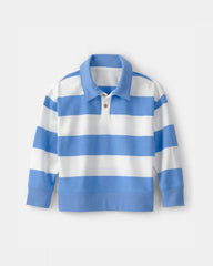 Boys 2-Piece Striped French Terry Pullover Sweatshirt & Shorts Set - Blue/White/Red