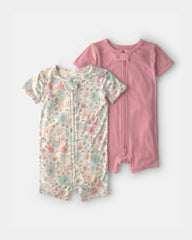 Baby Girl 2-Pack PurelySoft™ Butterfly Garden 1-Piece Pajamas