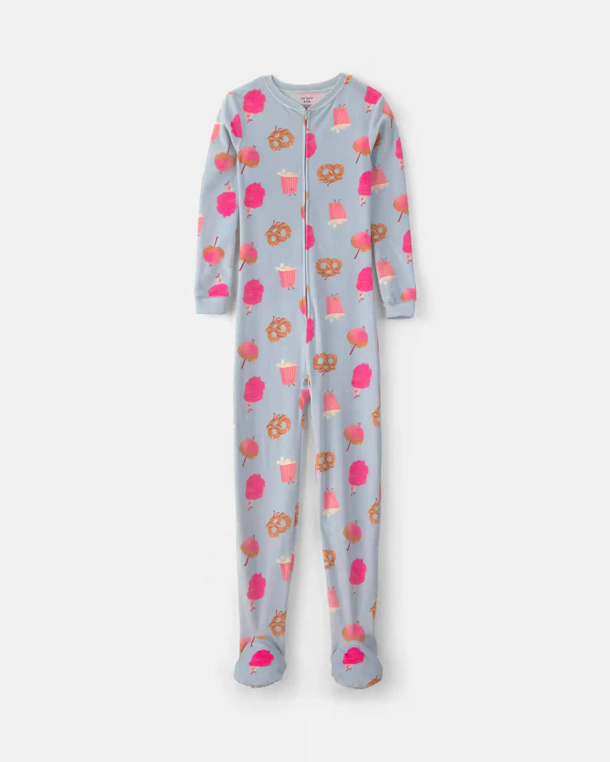 Girls 1-Piece Festival Treats DreamPlush Snug Fit Footed Pajama - Blue/Pink