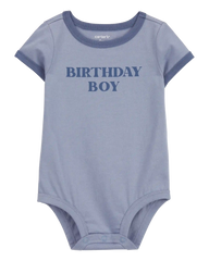 Baby Birthday Boy Short-Sleeve Bodysuit - Blue
