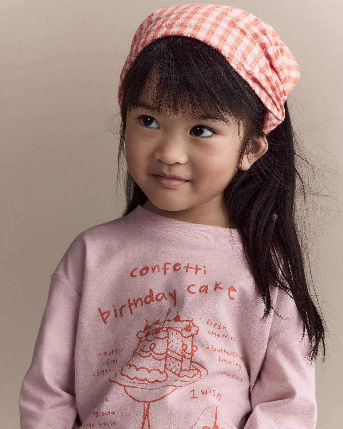 Toddler Girl Gingham Bandana Hair Scarf - Orange