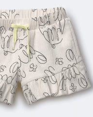 Toddler Girl Ruffle Butterfly Shorts in Dog Print - Cream