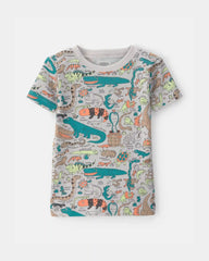 Baby Boy Alligator 100% Cotton Snug Fit 2-Piece Pajama Set - Grey