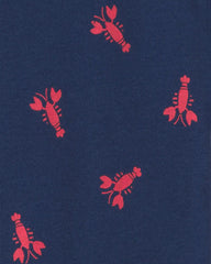 Toddler Boy Lobster 100% Cotton Snug Fit 1-Piece Pajama - Blue