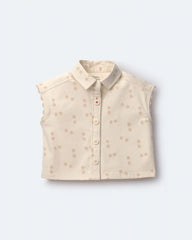 Toddler Girl Sleeveless Button-Down Top in Dot Print - Cream