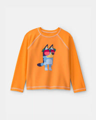 Toddler Boy 2-Piece  Bluey™ Rashguard & Swim Trunk Set - Orange/Green