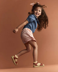 Toddler Girl Asymmetrical Skort in Big Top Print - Light Pink
