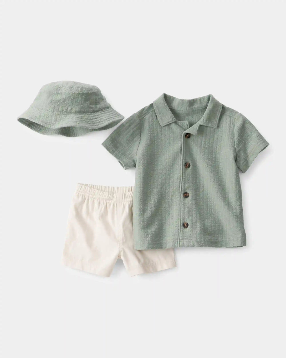 Baby Boy 3-Piece Short-Sleeve Top & Short Set - Green/White