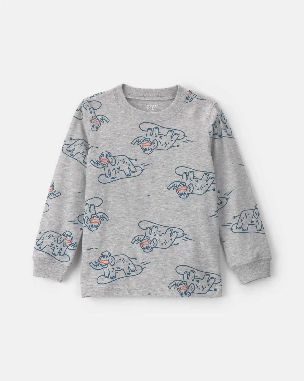 Toddler Boy Dinosaur Long-Sleeve T-Shirt - Grey