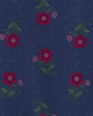 Baby Girl Floral Long-Sleeve Bodysuit - Navy Blue