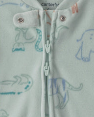 Baby Boy Safari Fleece 2-Way Zip Sleep & Play Pajamas - Green