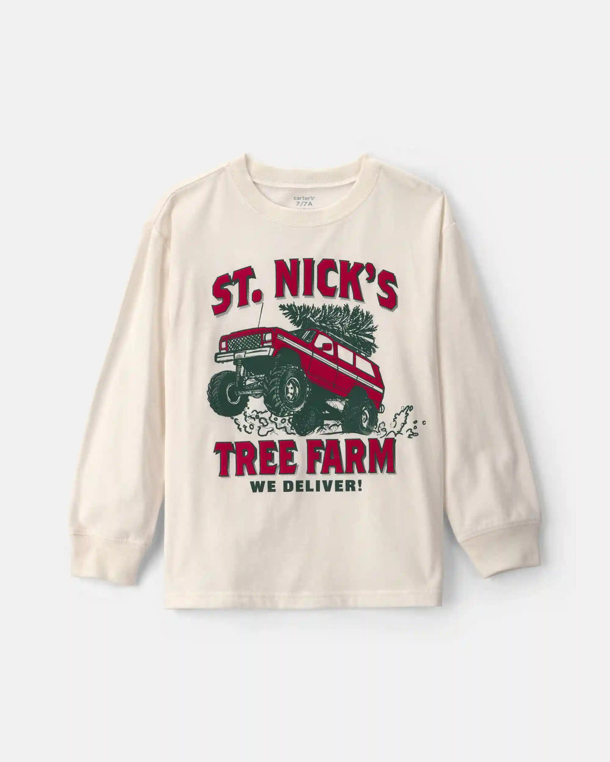 Boys 'St. Nick's Tree Farm' Long-Sleeve Graphic Tee - Cream