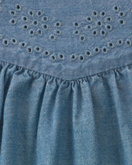 Baby Girl Chambray Peplim Top - Medium Wash