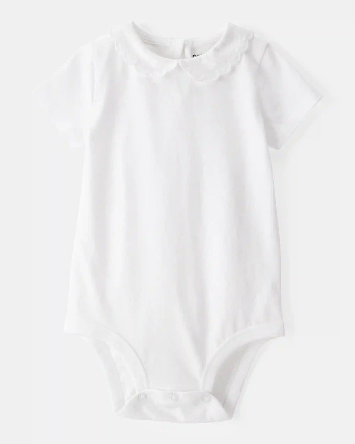 Baby Scalloped Collar Short-Sleeve Bodysuit - White