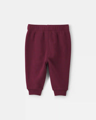 Baby Boy Fleece Pants - Burgundy