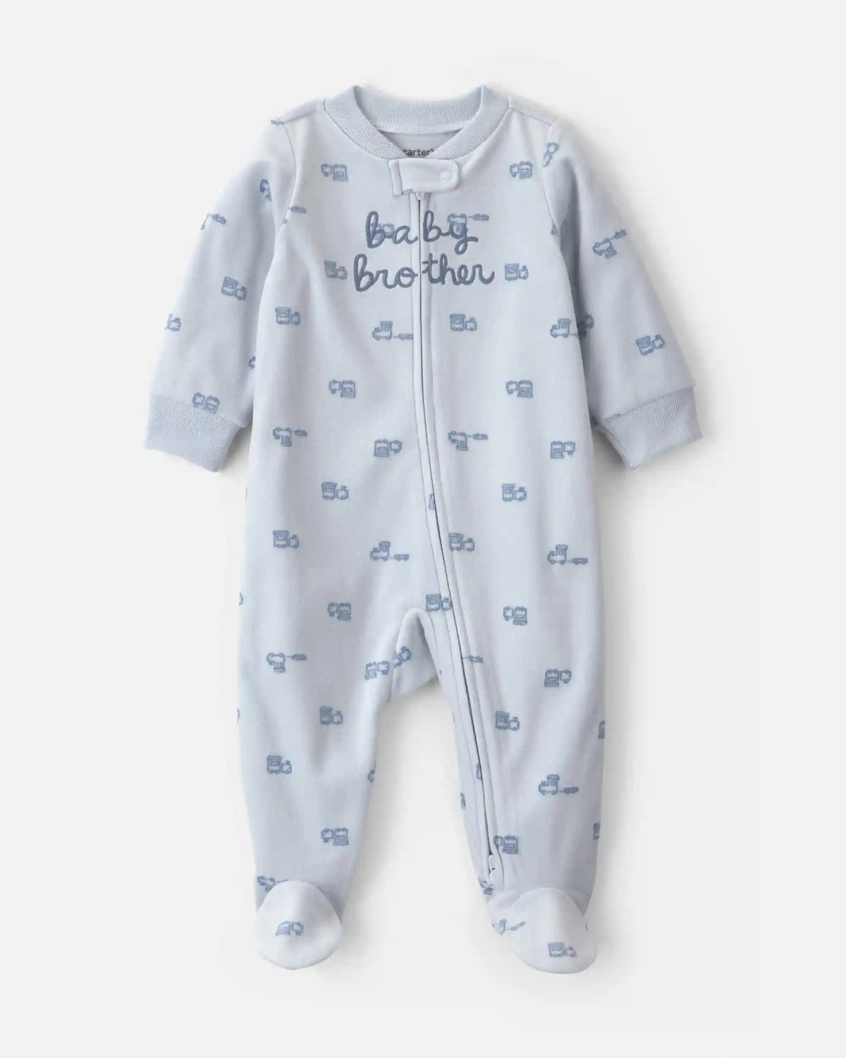 Baby Boy 'Baby Brother' Fleece 2-Way Zip Sleep & Play Pajamas - Blue