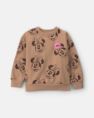 Girls Disney© Minnie Mouse Fleece Pullover Sweatshirt - Brown