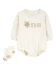 Baby 2-Piece Birthday Bubble & Socks Set - Ivory