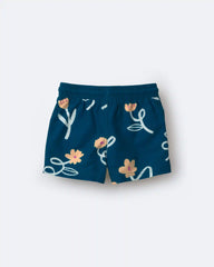 Toddler Boy Swim Trunk in Floral Print - Teal