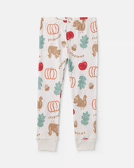 Toddler 2-Piece Thanksgiving 100% Cotton Snug Fit Pajama Set - Cream