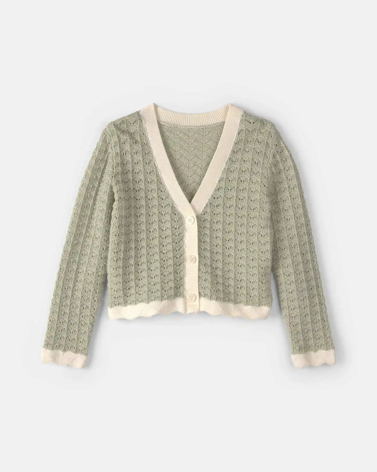 Girls Button-Down Knit Cardigan Sweater - Green