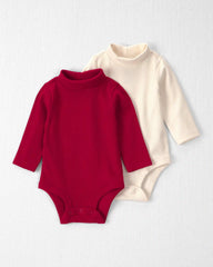 Baby Girl 2-Pack Organic Cotton Ribbed Mock Neck Bodysuits