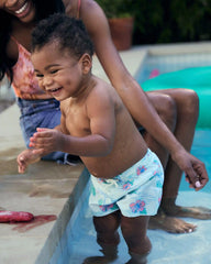 Toddler Boy Tropical Beach Swim Trunks - Blue