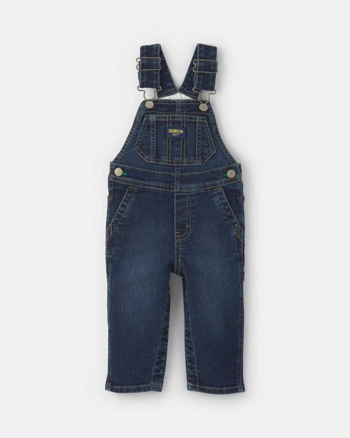 Baby Elastic Strap Denim Overalls - Dark Wash
