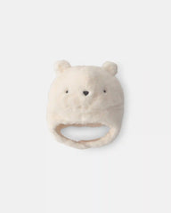 Baby Polar Bear Christmas Fleece Hat - Cream