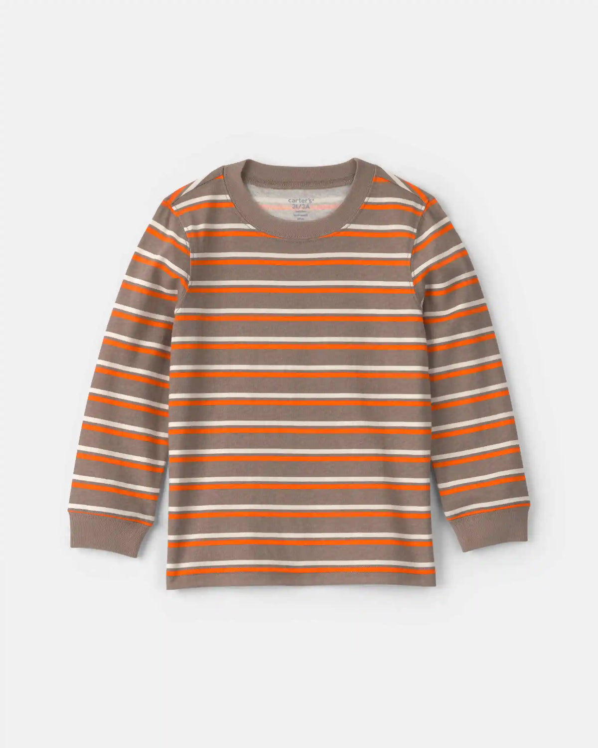 Toddler Boy Striped Long-Sleeve T-Shirt - Grey/Orange/Cream