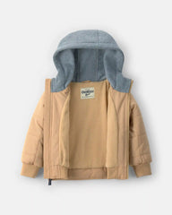 Toddler Boy Hooded Midweight Quilted Jacket - Brown