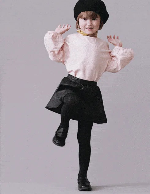 Toddler Girl Reagan Skort in Faux Leather - Black