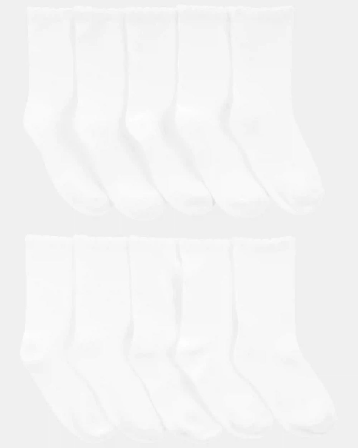 Girls 10-Pack Scallop Crew Socks