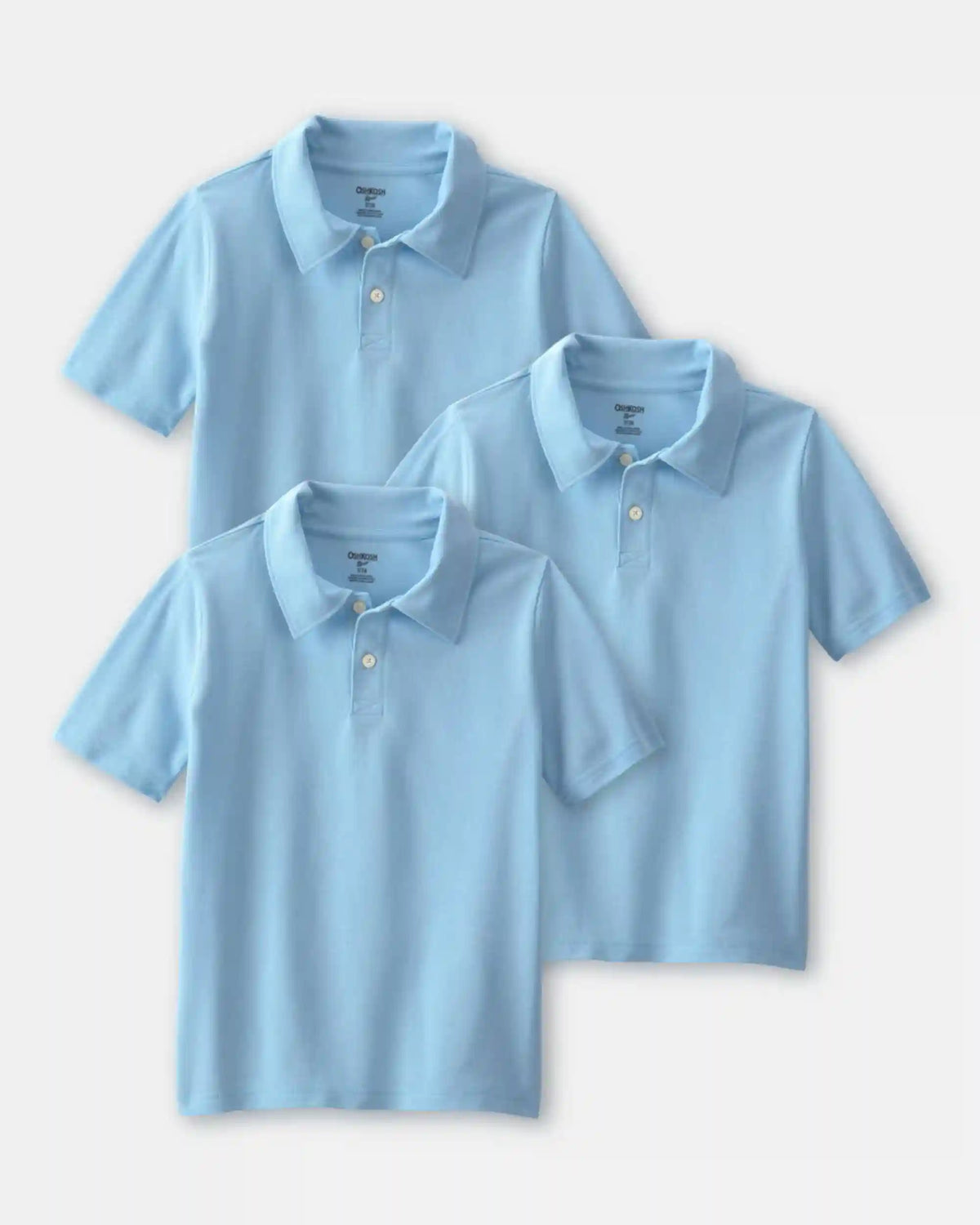 Boys 3-Pack Uniform Piqué Polo Shirts - Light Blue